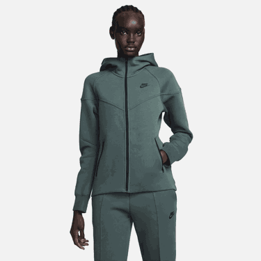 Суитчър Nike Dámská mikina s kapucí a dlouhým zipem Sportswear Tech Fleece Windrunner - Zelená Зелено | FB8338-328, 0