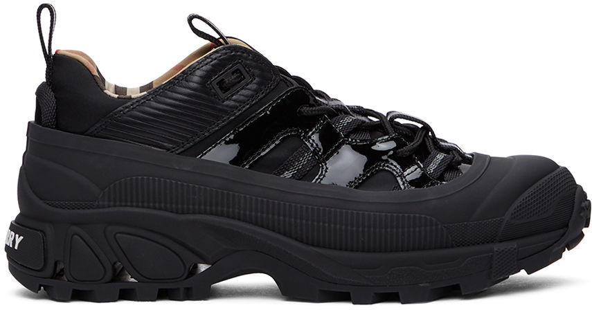 Кецове и обувки Burberry Patent Arthur Sneakers 'Black' Черно | 8035440, 0