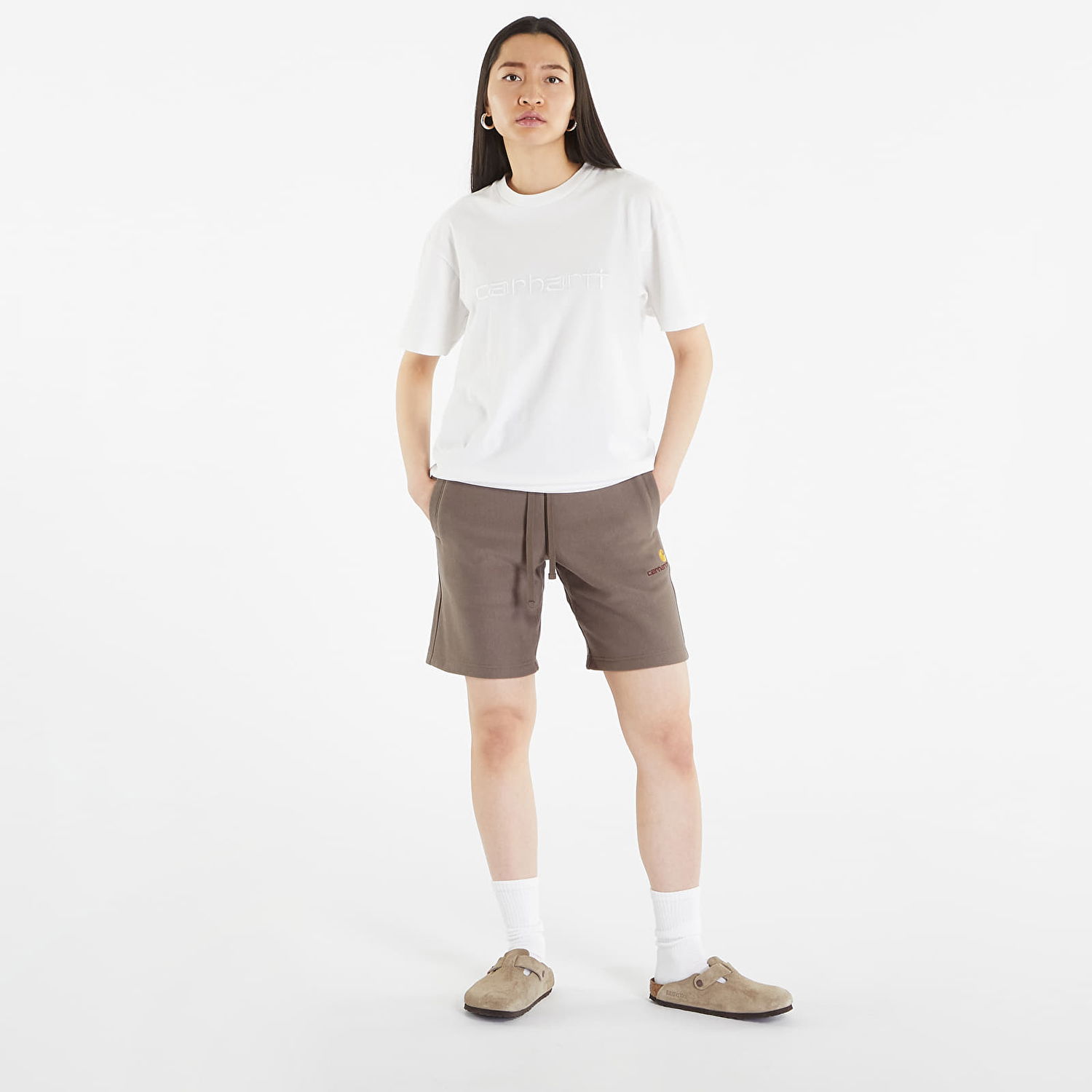 Панталони и дънки Carhartt WIP American Script Sweat Short Сиво | I031685_1CR_XX, 1