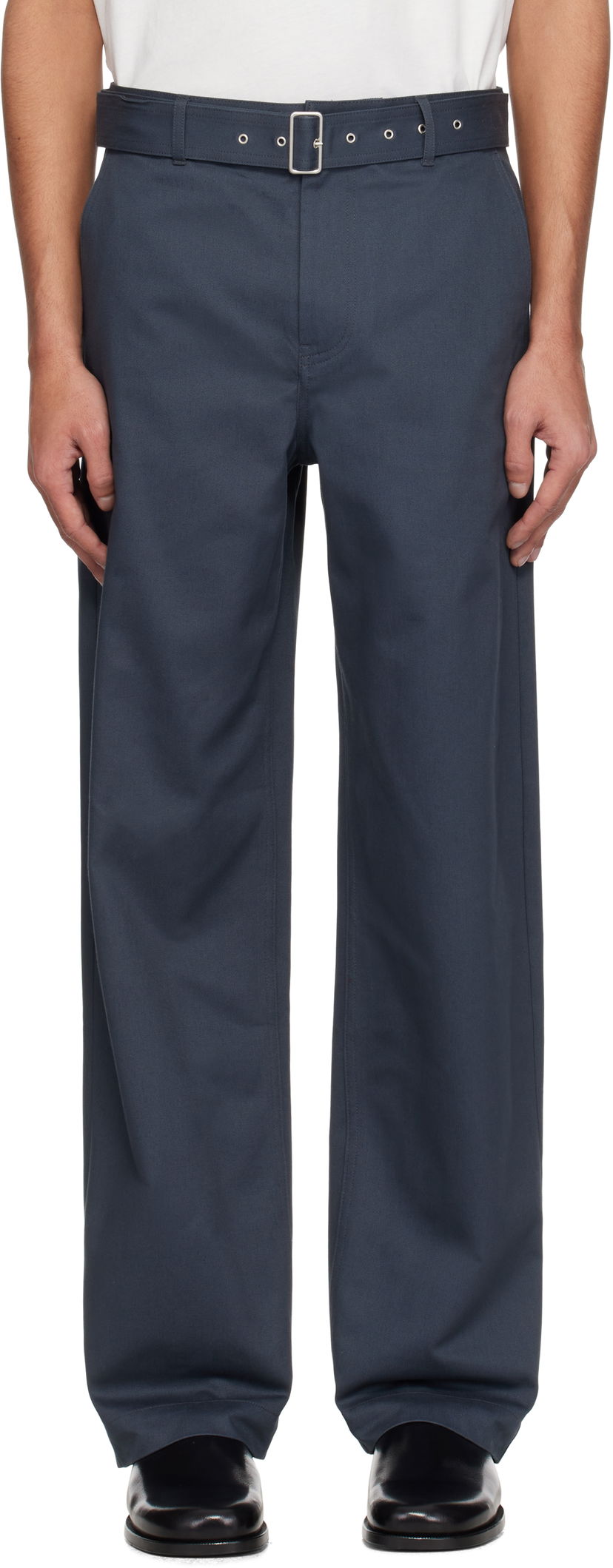 Панталони MAISON KITSUNÉ Maison Kitsuné Belted Trousers Синьо | OM01123WW9043
