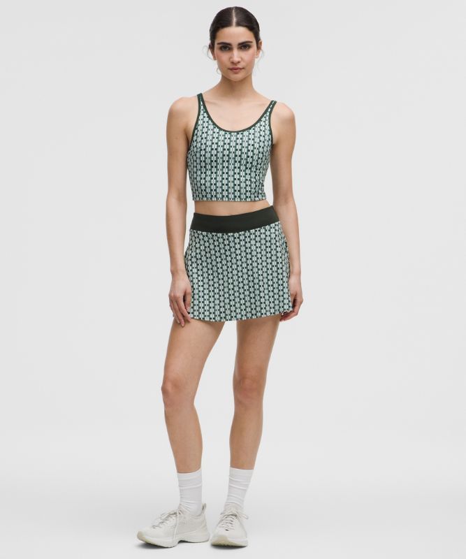 Комплект lululemon Geometric Pattern Cropped Tank Top B/C Cups Medium Support & Tennis Skirt Set Зелено | prod20002043, 1