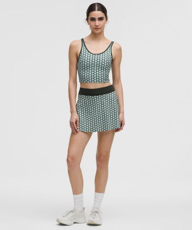 Комплект lululemon Geometric Pattern Cropped Tank Top B/C Cups Medium Support & Tennis Skirt Set Зелено | prod20002043, 1