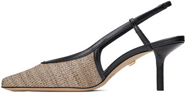 Кецове и обувки Max Mara Raffia-Effect Fabric Slingback Heels Бежово | 2414521312600, 2