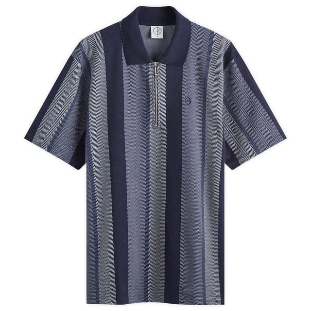 Herringbone Jacques Short Sleeve Polo Shirt Blue