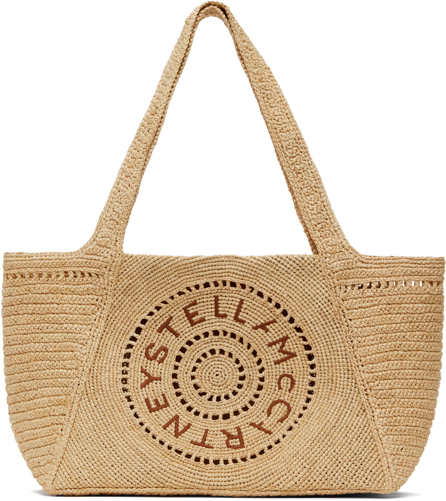 Голяма пазарска чанта Stella McCartney Stella McCartney Logo Raffia Medium Tote Бежово | 7B0107WP0375, 0