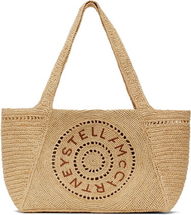 Голяма пазарска чанта Stella McCartney Stella McCartney Logo Raffia Medium Tote Бежово | 7B0107WP0375, 0
