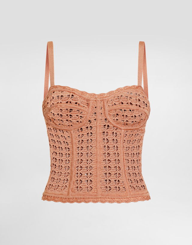 Dolce & Gabbana Crochet Knit Bustier Tank Top