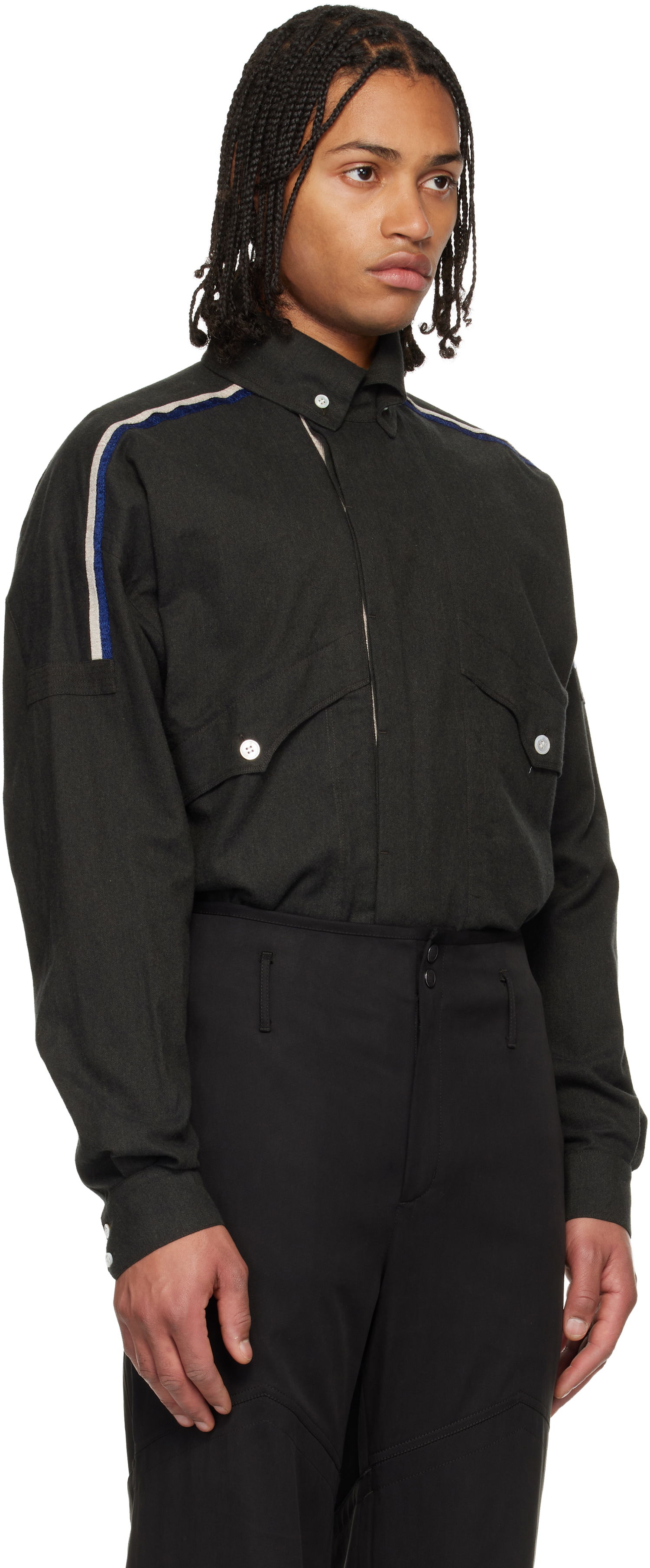 Риза KIKO KOSTADINOV Vig Long Sleeve Shirt with Shoulder Stripes and Chest Pockets Сиво | KKAW25SH03-57, 1