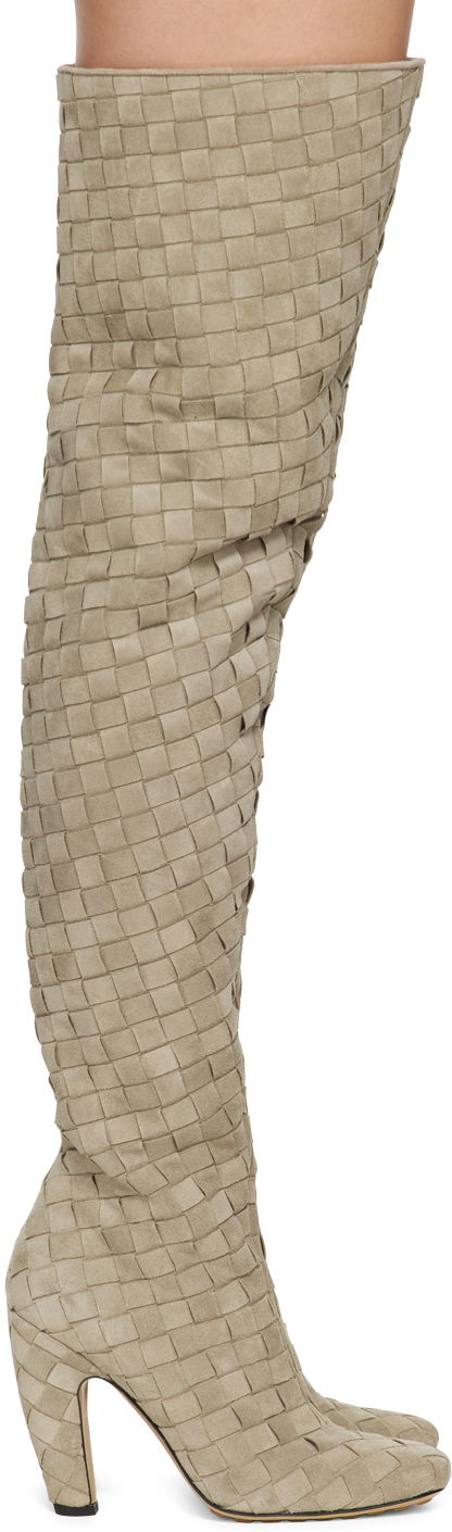 Облекло Bottega Veneta Bottega Veneta Canalazzo Suede Over-The-Knee Boots Бежово | 796555 V4JC0, 0