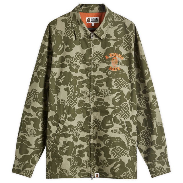 A Bathing Ape Men's Asia Camo Zip Jacket in Olive Drab, Size Large | END. Clothing