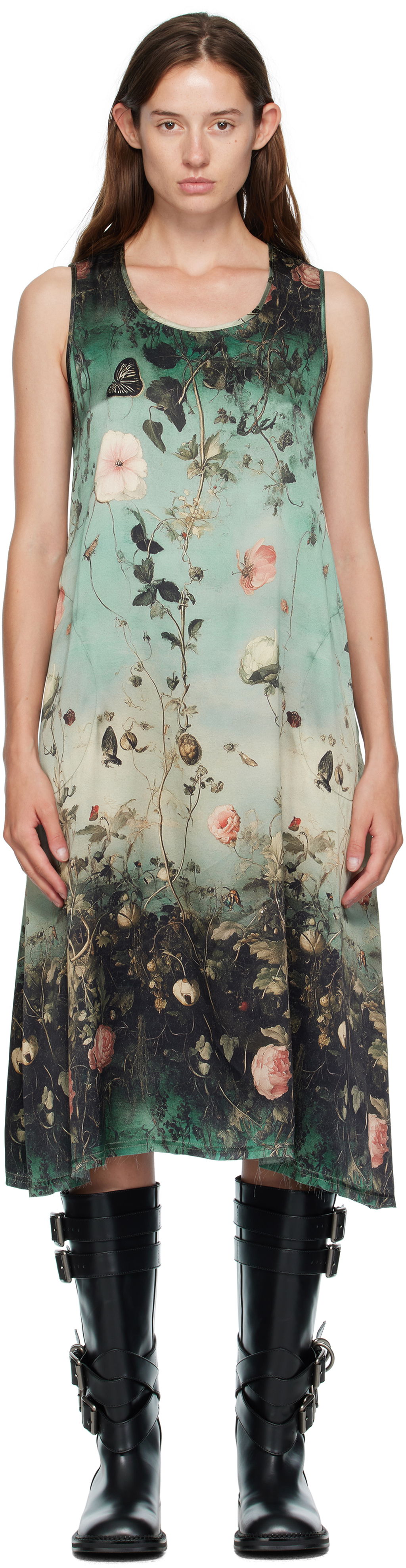 Pокля R13 R13 Sleeveless Floral-Print Midi Dress Зелено | R13WR304-R584A, 0