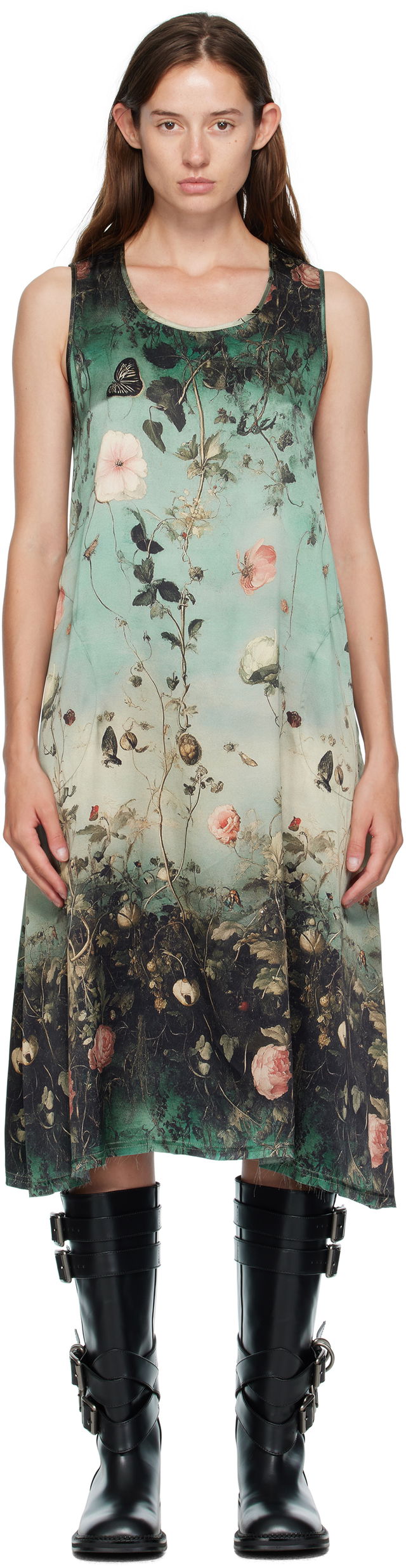 R13 Sleeveless Floral-Print Midi Dress