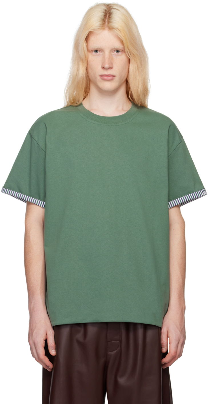 Тениска Bottega Veneta Double-Layer T-Shirt Зелено | 754683V39G0