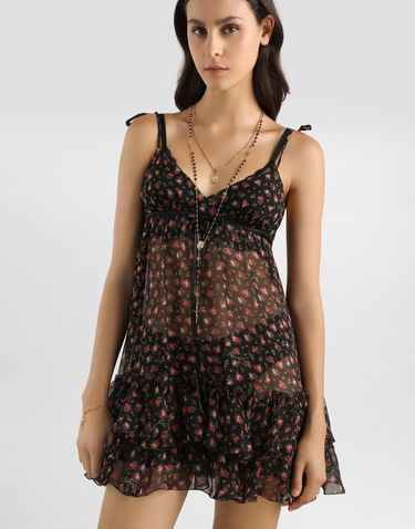 Pокля Dolce & Gabbana Dolce & Gabbana Small Rose-print Short Chiffon Dress Черно | F60HWTIS10IHN5XJ, 3