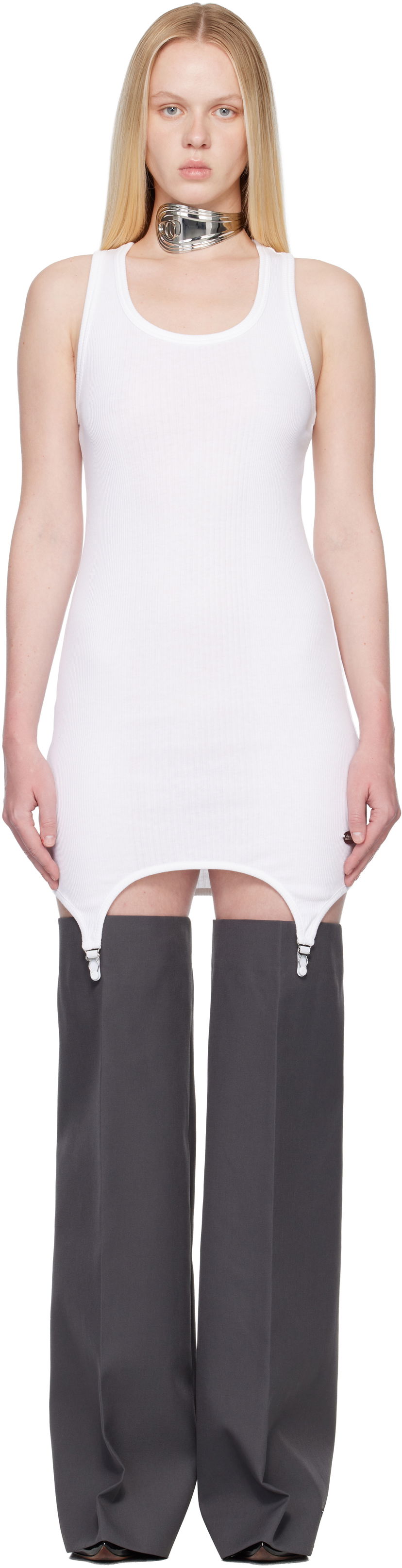 Pокля Jean Paul Gaultier 'The White Garter' Minidress Бяло | 25/04-W-DR073-J014-01