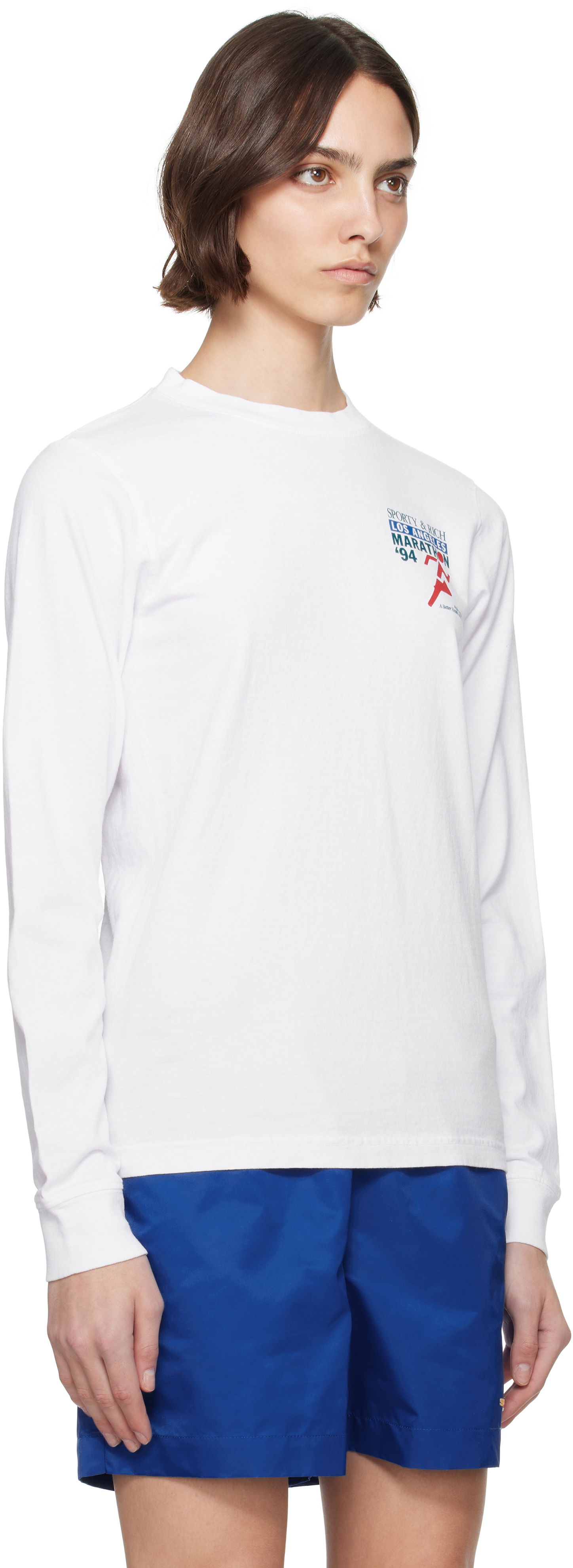 Тениска Sporty & Rich Sporty & Rich 'LA Marathon' Long Sleeve T-Shirt Бяло | TO059622171WH01, 1
