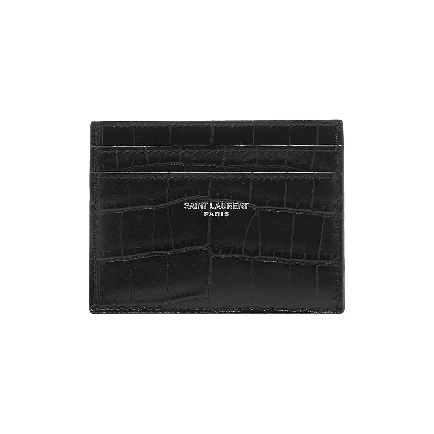 Портфейл Saint Laurent Embossed Leather Credit Card Case Черно | 375946 DZE0E 1000, 1