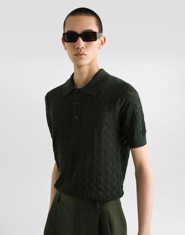 Поло тениска Dolce & Gabbana Dolce & Gabbana Openwork Short-Sleeved Polo Shirt Зелено | GXZ60TJBCFIV7312, 3