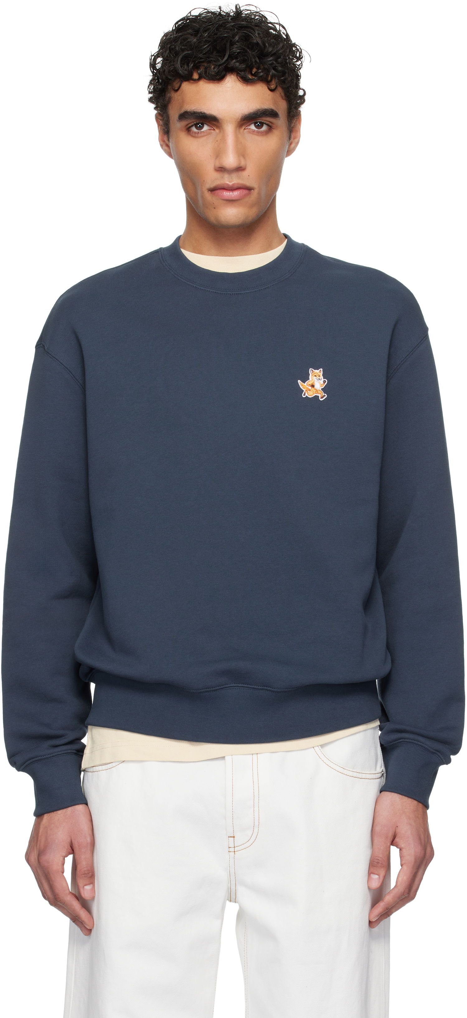 Суитчър MAISON KITSUNÉ Maison Kitsuné Speedy Fox Patch Comfort Sweatshirt Тъмно синьо | MM00313KM0321, 0