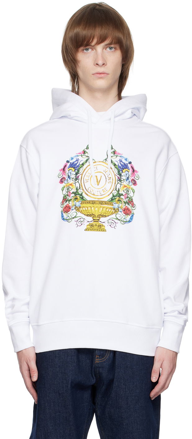 Суитчър Versace Jeans Couture V-Emblem Garden Hoodie Бяло | E74GAIF01 ECF01F, 0