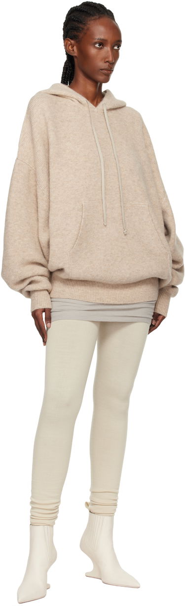 Суитчър Rick Owens Concordians Hun Oversized Knitted Hoodie with Kangaroo Pocket Бежово | RO02E4660 KWP, 3