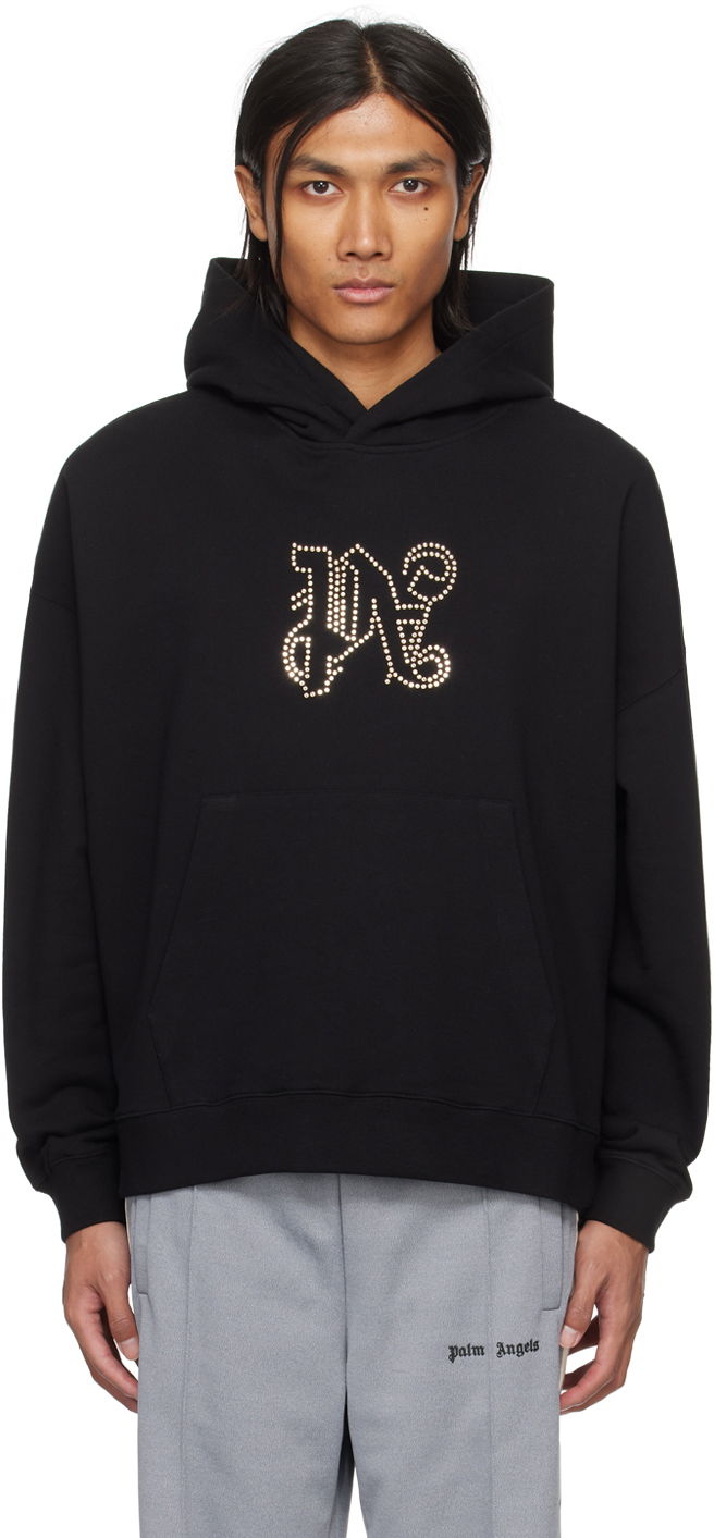 Суитчър Palm Angels Monogram Statement Hoodie Черно | PMBB126R24FLE0081077