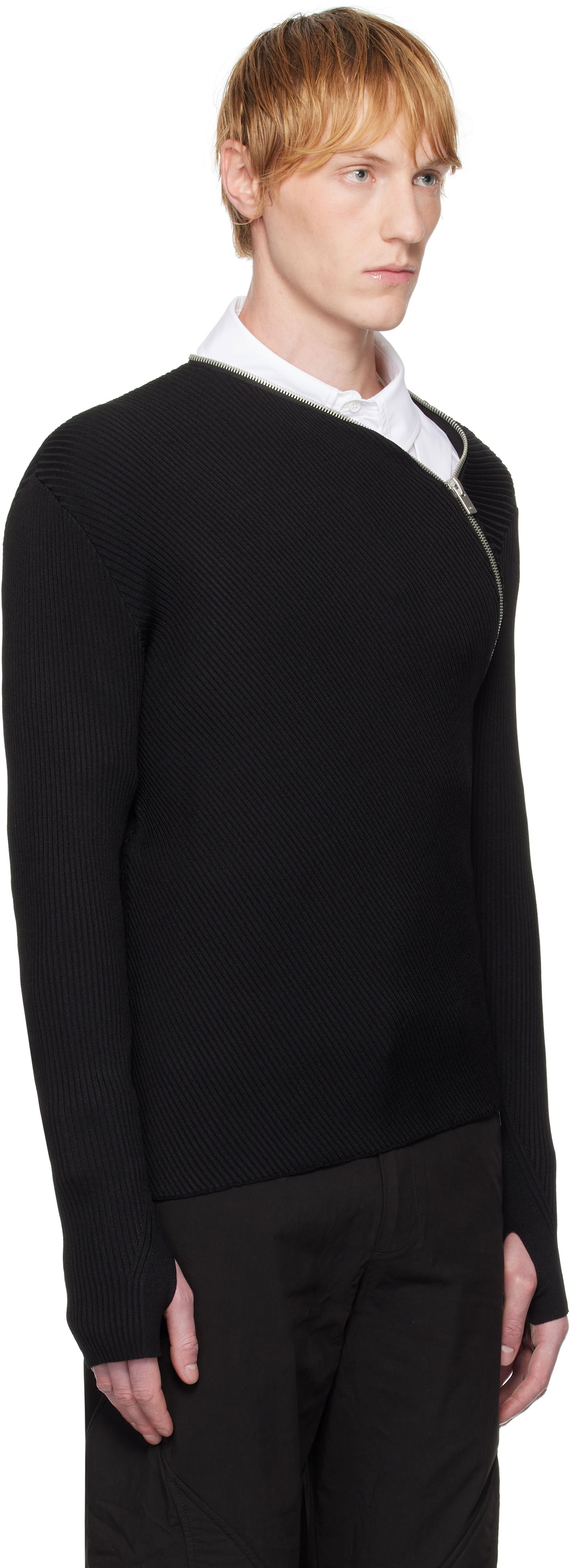 Пуловер HELIOT EMIL HELIOT EMIL Tied Zip Knit Sweater Черно | SS25_M_07_045_BLK01_CO, 1