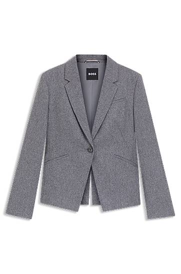 Яке BOSS Slim-Fit Flannel Blazer Сиво | 50548754