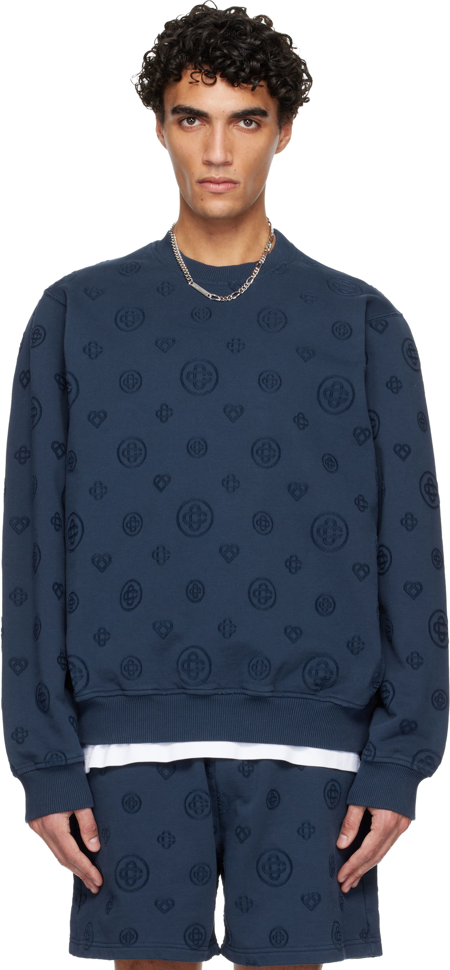 Суитчър Casablanca Casablanca Applique Monogram Sweatshirt Тъмно синьо | M-SP26-JTP-293-02, 0