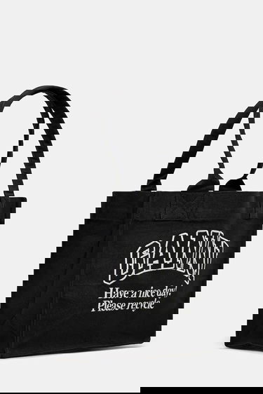 Голяма пазарска чанта GANNI GANNI Large Canvas Tote with Logo Черно | A6647, 4