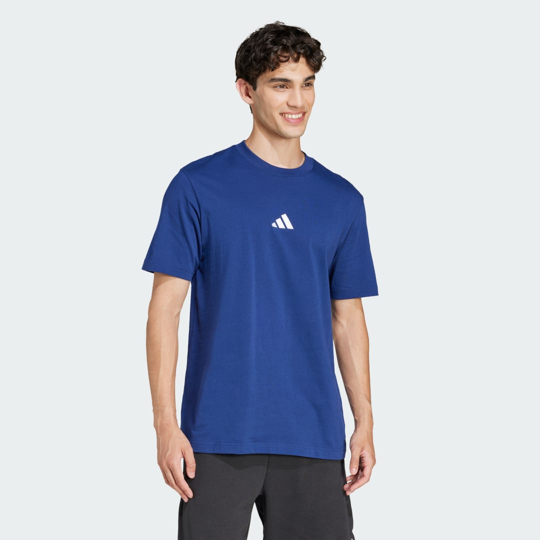 Тениска adidas Performance Essentials Small Logo Jersey T-Shirt Синьо | JF1093, 1