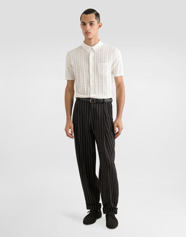 Поло тениска Dolce & Gabbana Dolce & Gabbana Short-Sleeved Openwork Polo Shirt Бяло | GXVA9TJBCFJW0001, 1