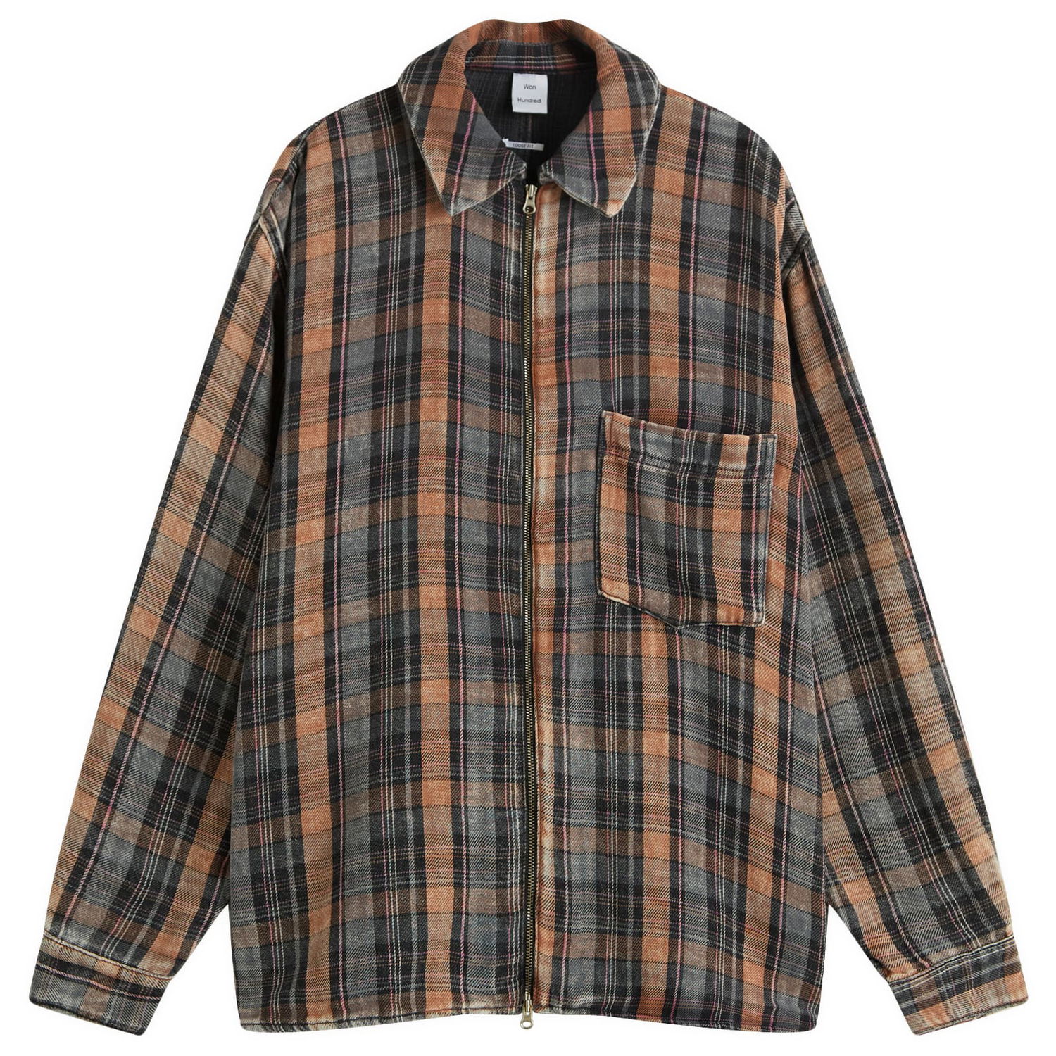 Риза Won Hundred Zayne Zip Overshirt Bleached Check Кафяво | 3702-14283, 0