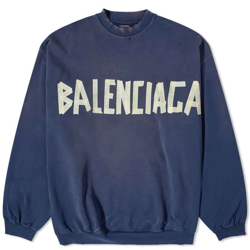 Суитчър Balenciaga Tape Type Crew Sweatshirt Синьо | 744701-TOVB1-4140