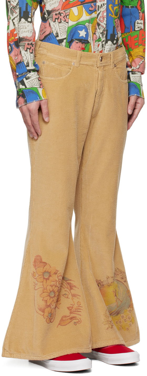 Дънки ERL Flared Printed Trousers Бежово | ERL06P005, 1