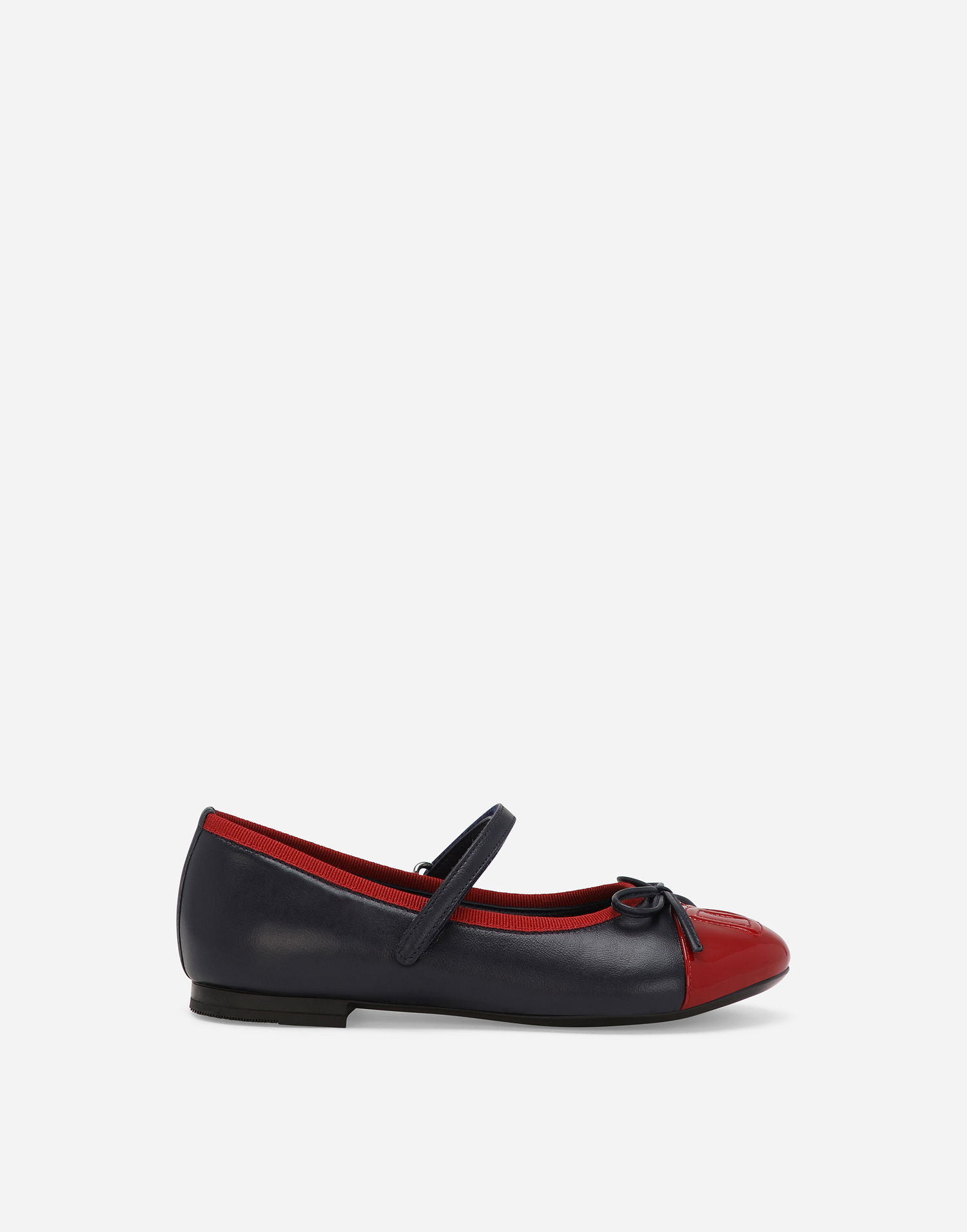 Кецове и обувки Dolce & Gabbana Calfskin and Patent Leather Ballet Flats with Bow Тъмно синьо | D11273A792489919, 0