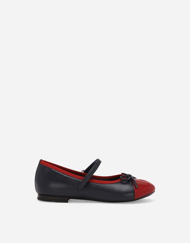 Кецове и обувки Dolce & Gabbana Calfskin and Patent Leather Ballet Flats with Bow Тъмно синьо | D11273A792489919, 0