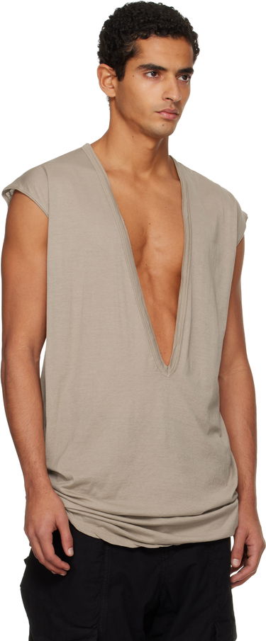 Тениска Rick Owens DRKSHDW Concordians Dylan Deep V-neck T-shirt Кафяво | DU02E7157 BH, 4