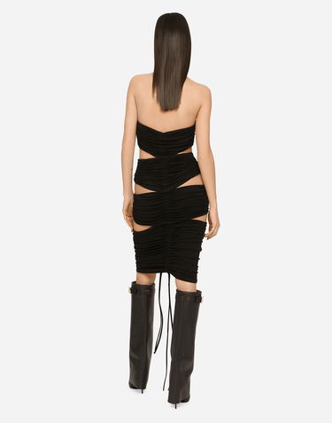 Pокля Dolce & Gabbana Dolce & Gabbana Ruched Halter Neck Midi Dress Черно | F6BFZTFUGAIN0000, 2