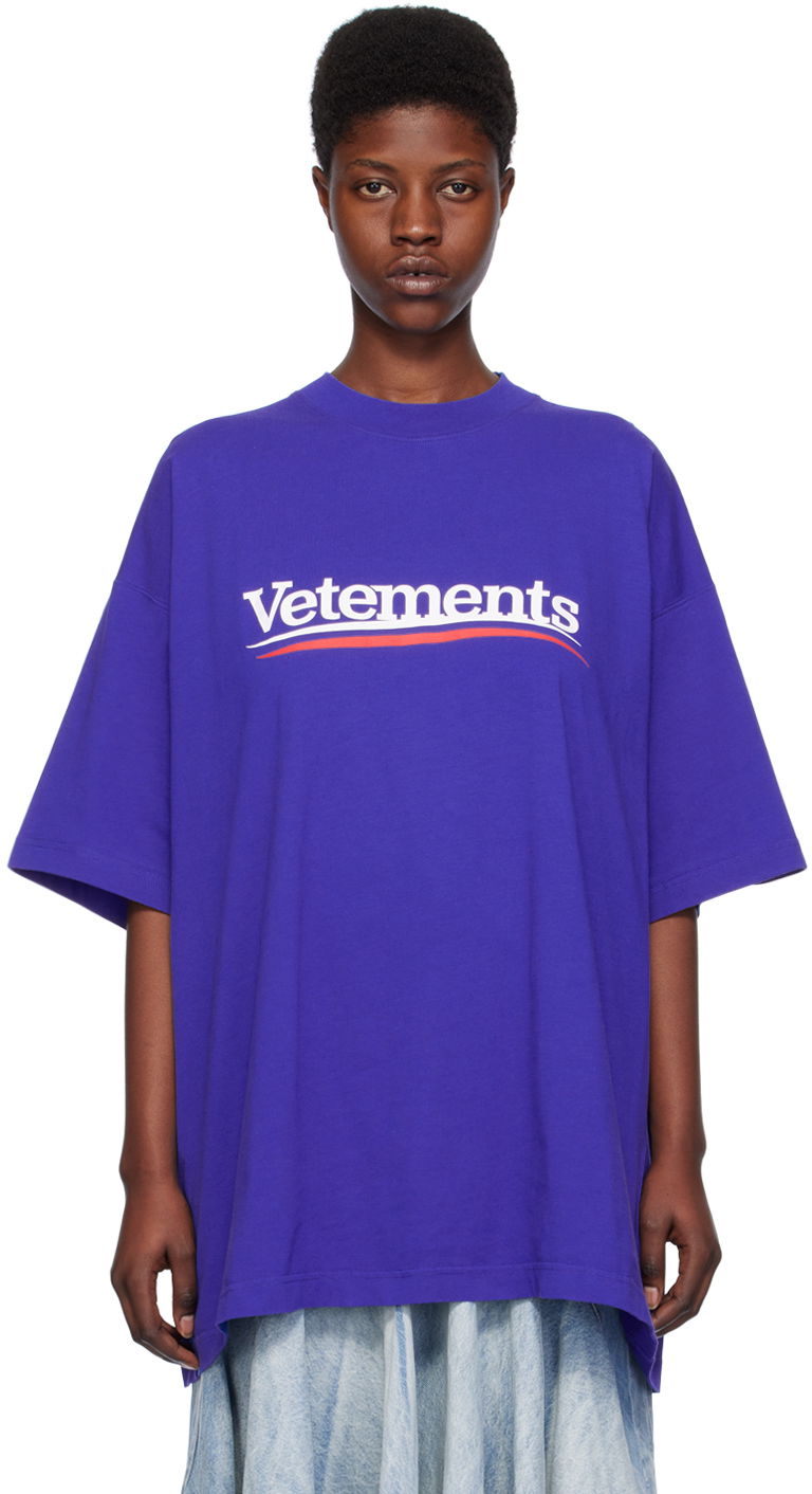 Тениска VETEMENTS Campaign T-Shirt Синьо | UE64TR440N, 0
