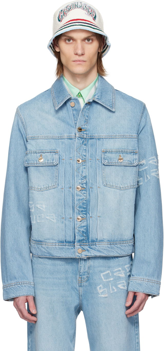 Casablanca Graffiti Distressed Denim Jacket
