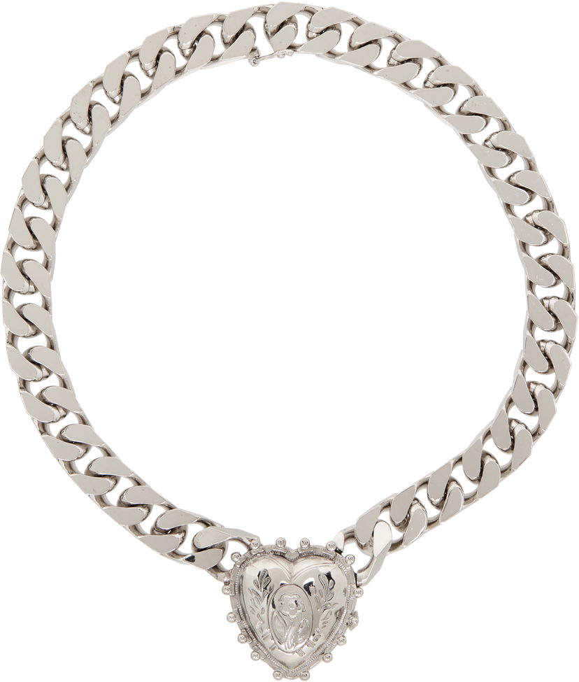 Колие Chopova Lowena Chopova Lowena Chunky Curb Chain Heart Locket Necklace Металик | 6542