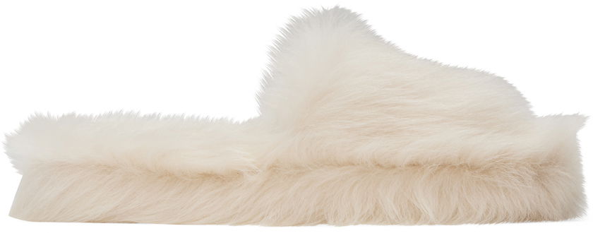 Кецове и обувки Bottega Veneta Shearling Resort Slides "White" Бяло | 668569-V2EF0, 0