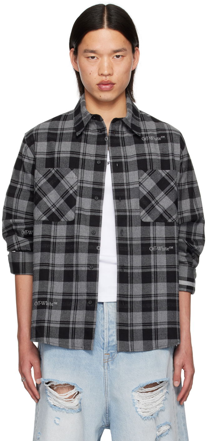 Риза Off-White Gray Check Shirt Черно | OMGE030C99FAB0010800, 0