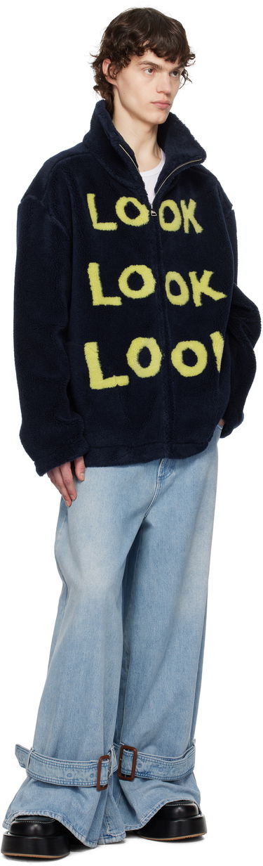 Пуловер JW Anderson JW Anderson 'Look Look Look' Fleece Zip-Up Jacket Тъмно синьо | JK0361-PG1711, 3