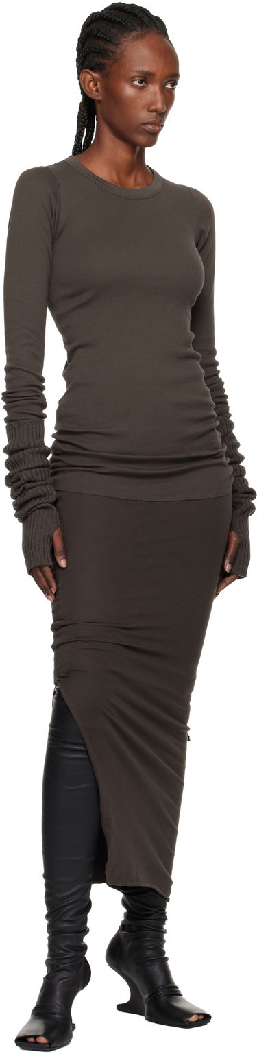 Тениска Rick Owens DRKSHDW Concordians Ribbed Long-Sleeve T-shirt Кафяво | DS02E7217 RN, 3
