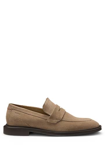 Кецове и обувки BOSS Suede loafers with penny trim Бежово | 50541762, 0