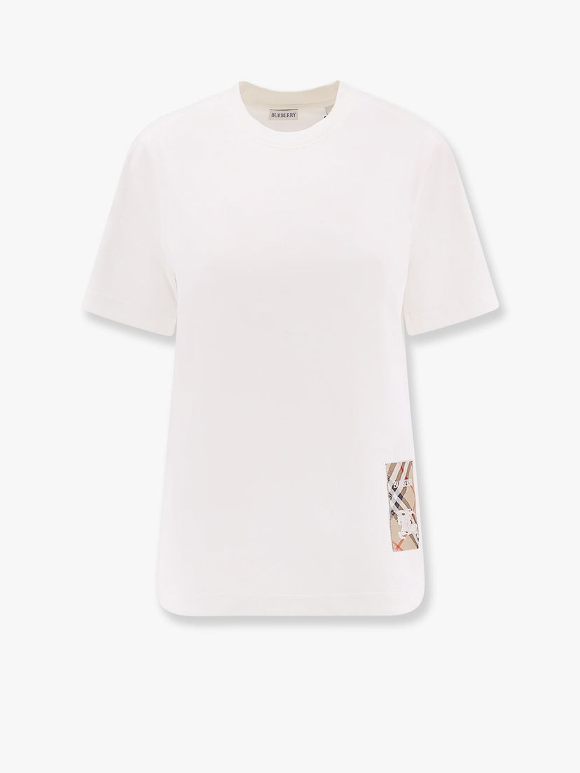 Тениска Burberry White T-Shirt with Equestrian Knight Logo Patch Бяло | 8104886B7078