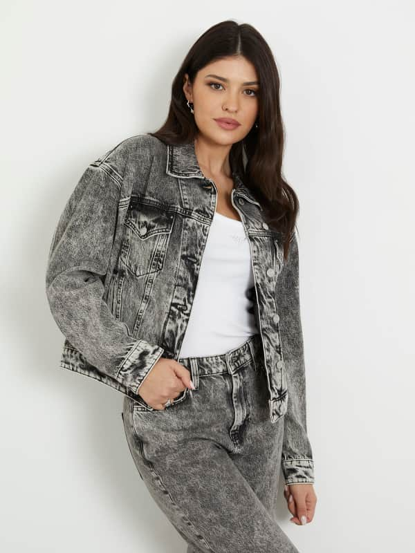 Яке GUESS Relaxed Fit Denim Jacket Сиво | W4RN62D56B3