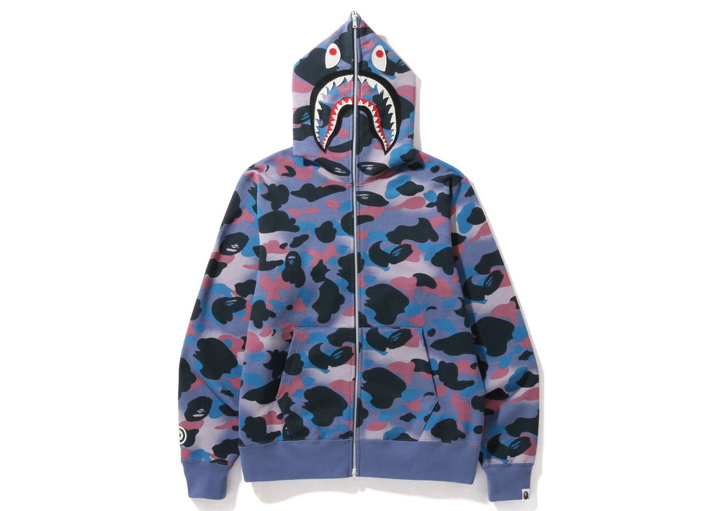 Суитчър BAPE Grid Camo Shark Full Zip Hoodie Лилаво | 1I80-115-005, 0
